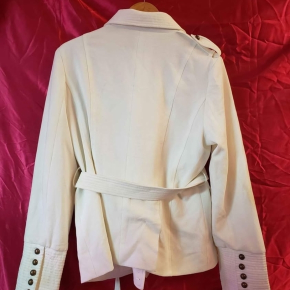 Venus Ivory Double Breasted Belted Jacket – Elegant Trench Style Coat Size 14 - Picture 7 of 9